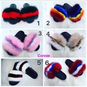 Fox/mink fur sandals